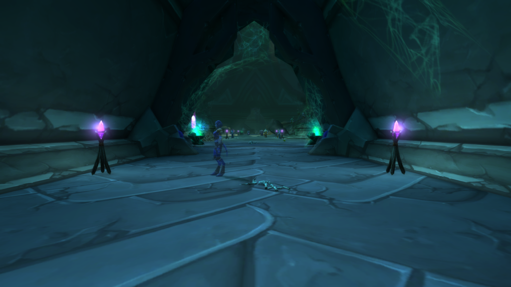 WoW Draenei in a cave with cobwebs